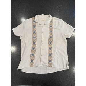 Marine Layer Archive Shirt mens XL white button down embroidered resort prep